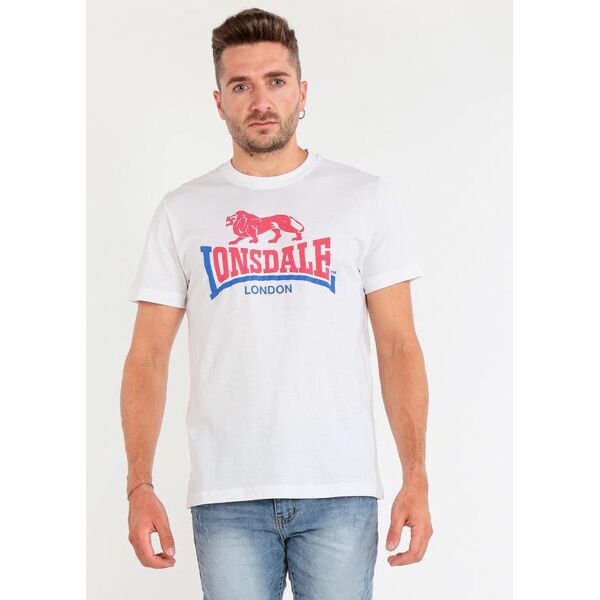 lonsdale t-shirt in cotone con marchio e logo t-shirt manica corta uomo bianco taglia xl