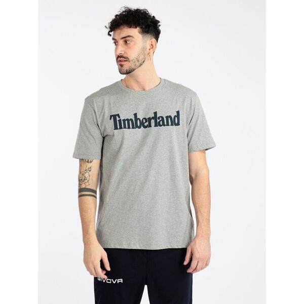 timberland t-shirt uomo in cotone biologico con scritta t-shirt e top uomo grigio taglia m