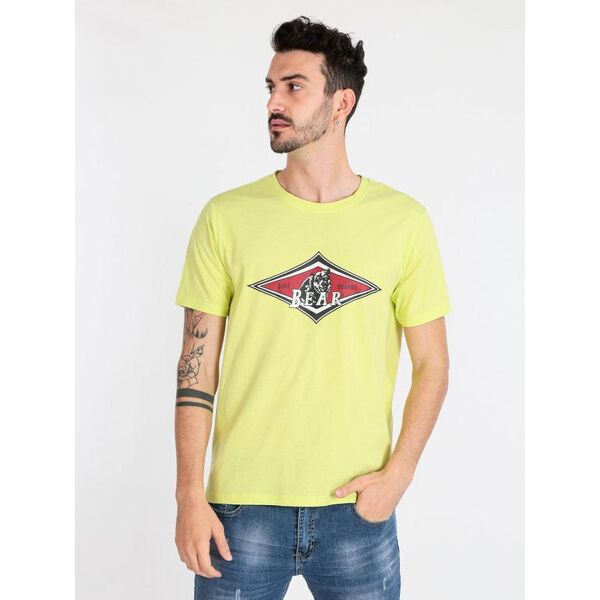 bear t-shirt uomo in cotone organico t-shirt manica corta uomo giallo taglia m