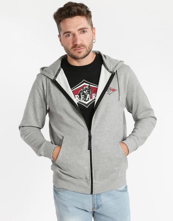 bear felpa full zip con cappuccio felpe leggere uomo grigio taglia s