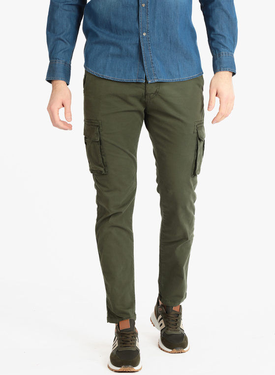 tmk pantaloni in cotone uomo con tasconi pantaloni casual uomo verde taglia 50