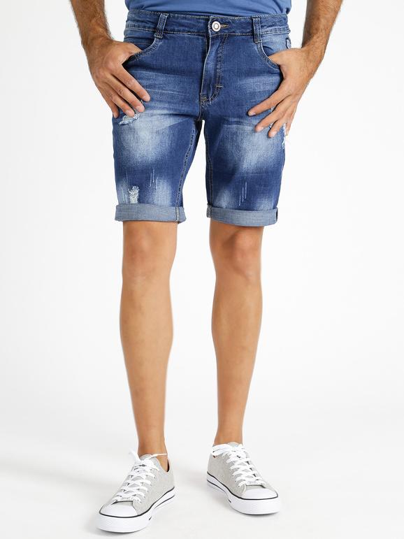 F&Y ; Bermuda in jeans con strappi blu denim Bermuda uomo Jeans taglia 38