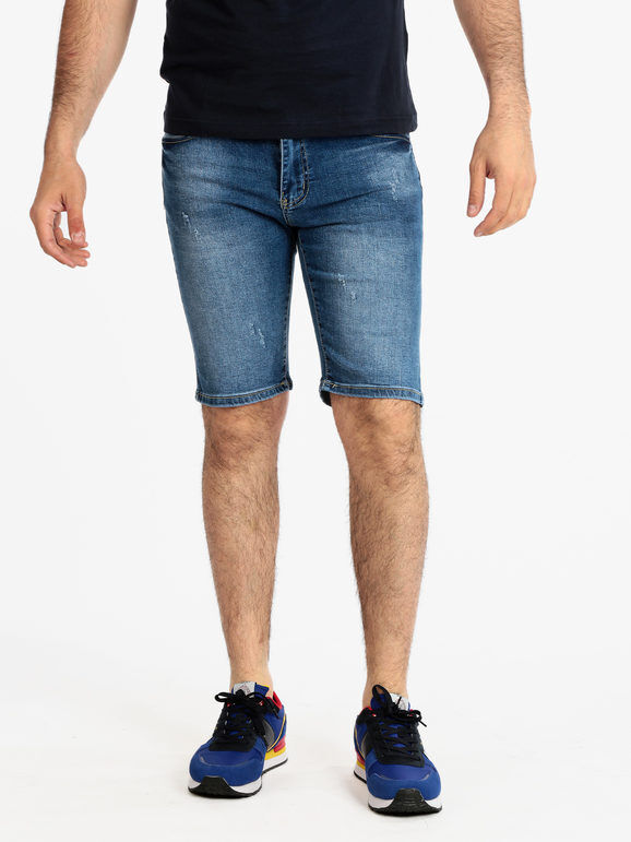 3-D Jeans Bermuda in jeans con strappi da uomo Bermuda uomo Jeans taglia 50