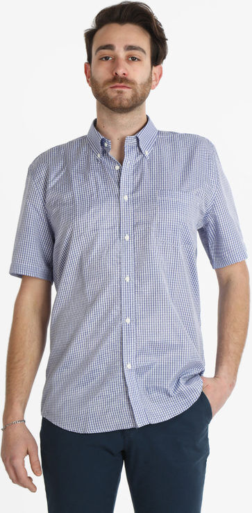 Sky Camicia a quadretti da uomo manica corta Camicie Classiche uomo Blu taglia M