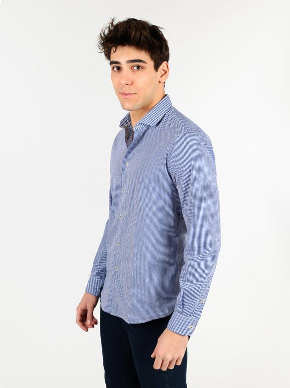 B-Style Camicia a quadri in cotone blu Camicie Classiche uomo Blu taglia M