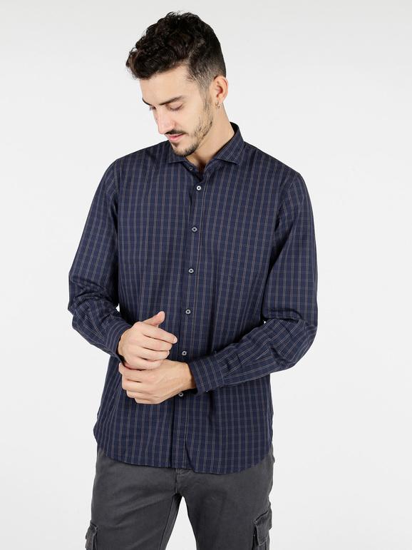 B-Style Camicia a quadri in cotone Camicie Classiche uomo Blu taglia M