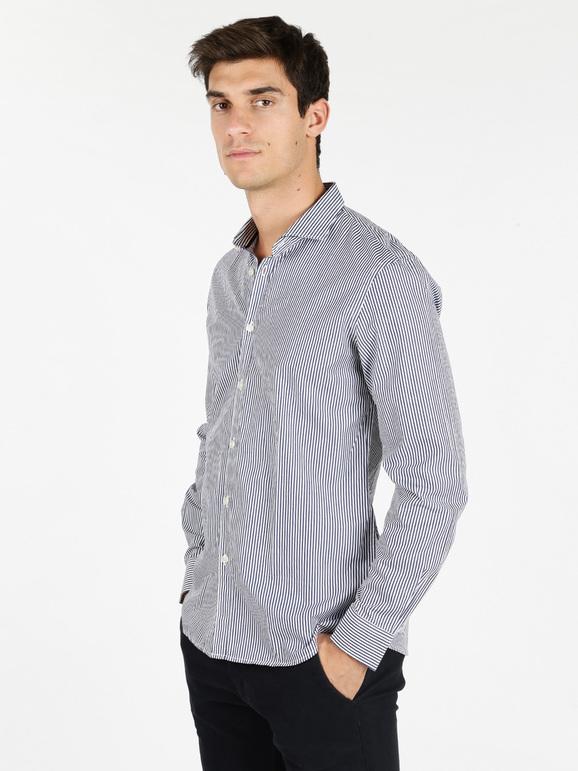 B-Style Camicia a righe in cotone Camicie Classiche uomo Blu taglia L