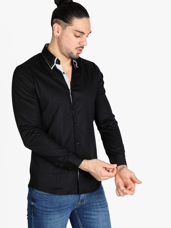 Lurvy Camicia classica da uomo in cotone Camicie Classiche uomo Nero taglia XL