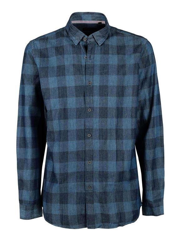 Warren Webber Camicia da uomo a quadri effetto jeans Camicie Classiche uomo Jeans taglia XL