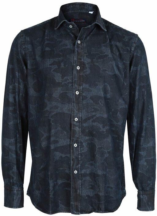 Fb Camicia da uomo con fantasia mimetica Camicie Classiche uomo Jeans taglia S