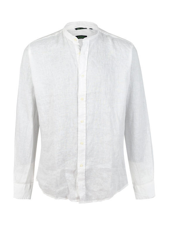 Guy Camicia da uomo coreana in lino Camicie Classiche uomo Bianco taglia 3XL