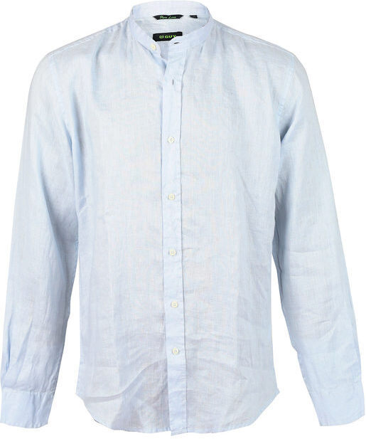 Guy Camicia da uomo coreana in lino Camicie Classiche uomo Blu taglia 3XL