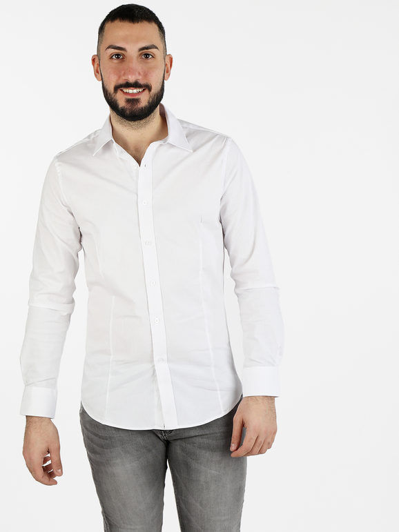 Y.Two Camicia da uomo in misto cotone a maniche lunghe Camicie Classiche uomo Bianco taglia XL
