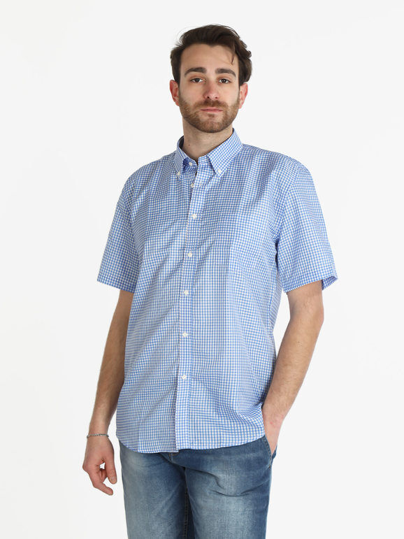 Sky Camicia da uomo manica corta a quadretti Camicie Classiche uomo Blu taglia XXL