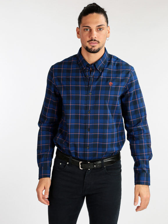Timberland Camicia da uomo regular fit a quadri Camicie Classiche uomo Blu taglia L
