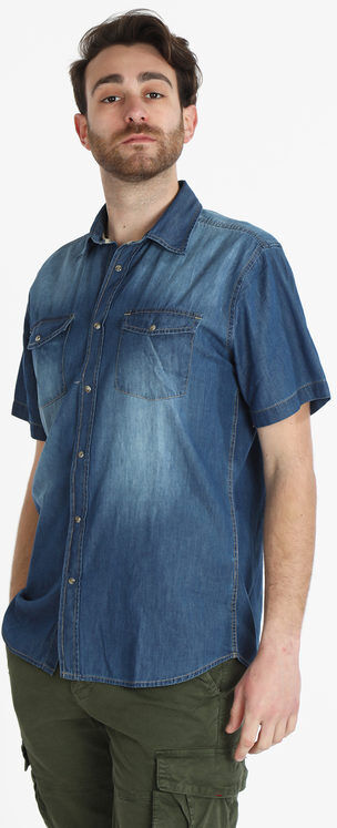 Guy Camicia di jeans da uomo a maniche corte Camicie uomo Jeans taglia M