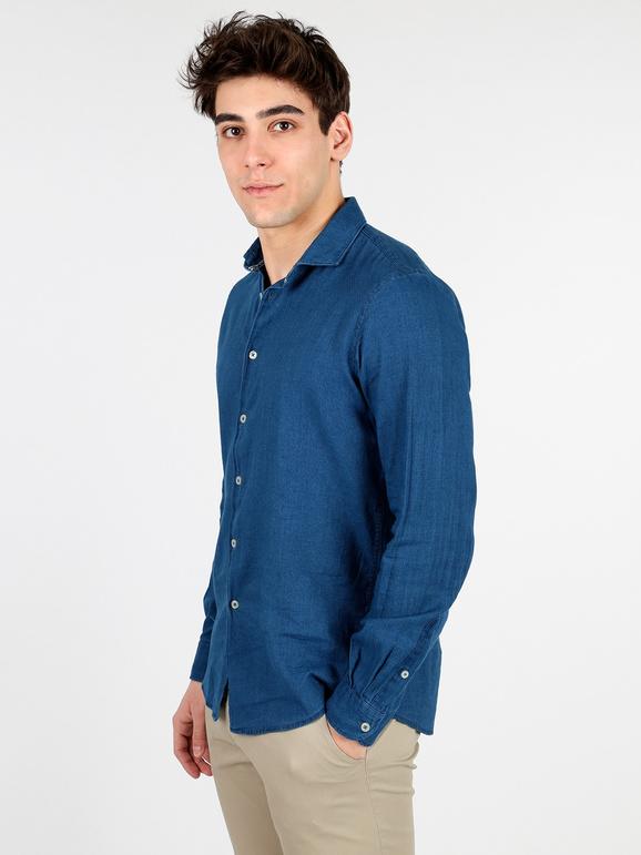 B-Style Camicia in cotone blu Camicie Classiche uomo Blu taglia L