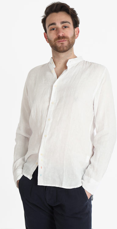 Guy Camicia in lino alla coreana da uomo Camicie uomo Bianco taglia XXL