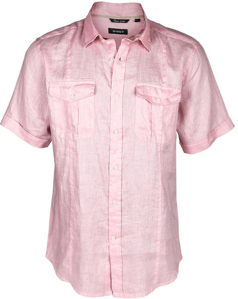 Guy Camicia in lino da uomo a maniche corte Camicie Classiche uomo Rosa taglia XXL