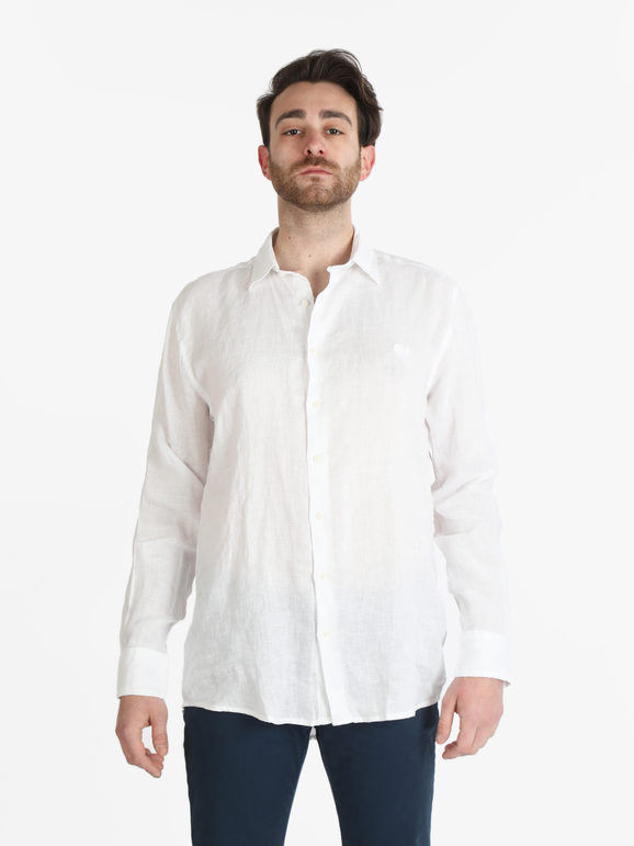 Coveri Camicia in lino da uomo a maniche lunghe Camicie uomo Bianco taglia XL