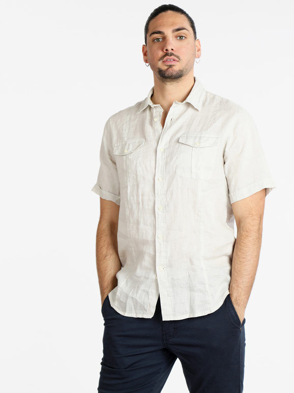 Guy Camicia in puro lino da uomo a maniche corte Camicie uomo Bianco taglia XL