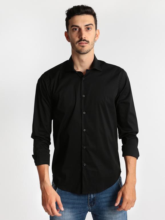 J.E. Mc Collum Camicia nera a maniche lunghe classic fit Camicie Classiche uomo Nero taglia L