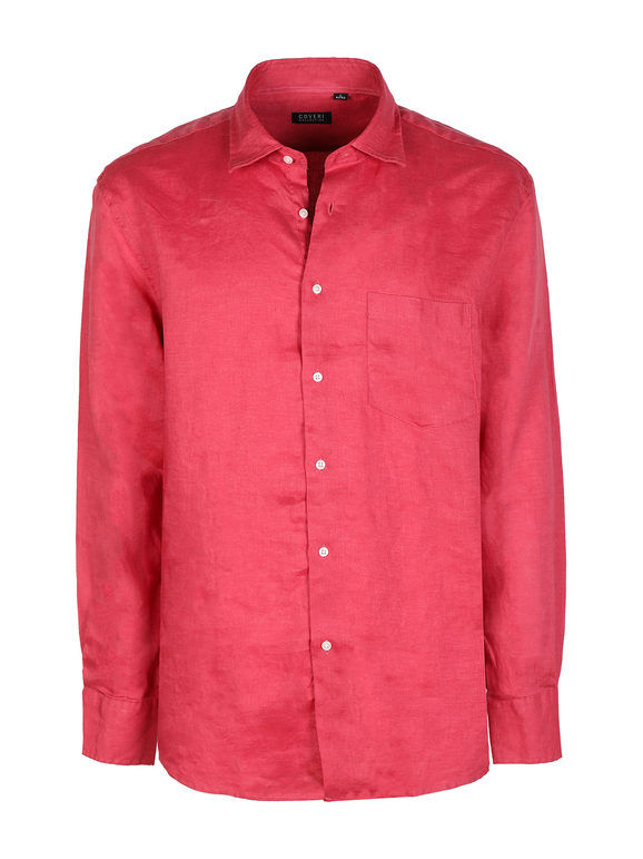 Coveri Camicia regular da uomo in lino con taschino Camicie uomo Rosso taglia L