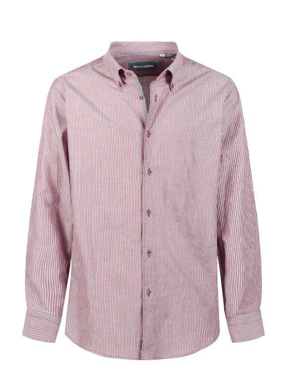 Fb Camicia slim fit da uomo a righe Camicie Classiche uomo Rosso taglia M