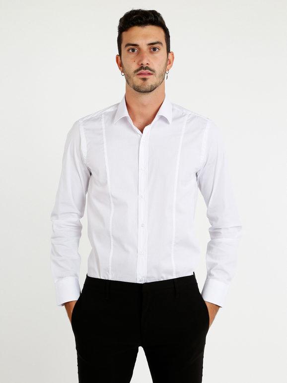 Fb Camicia slim stretch da uomo Camicie Classiche uomo Bianco taglia XXL