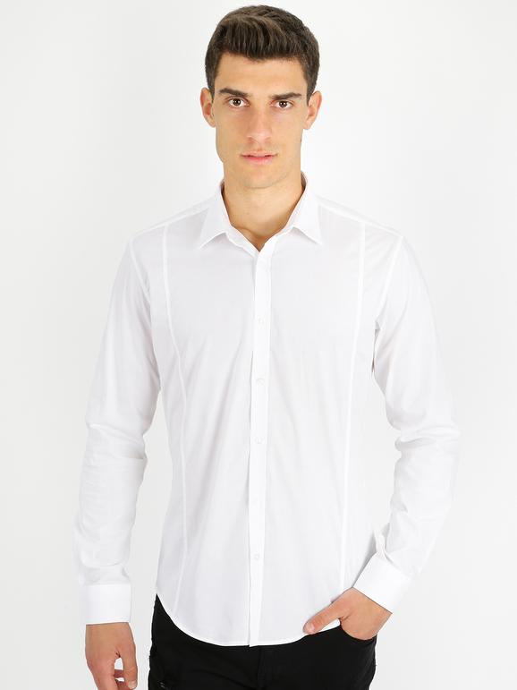 Asso Di Cuori Camicia tinta unita slim fit Camicie Classiche uomo Bianco taglia XL
