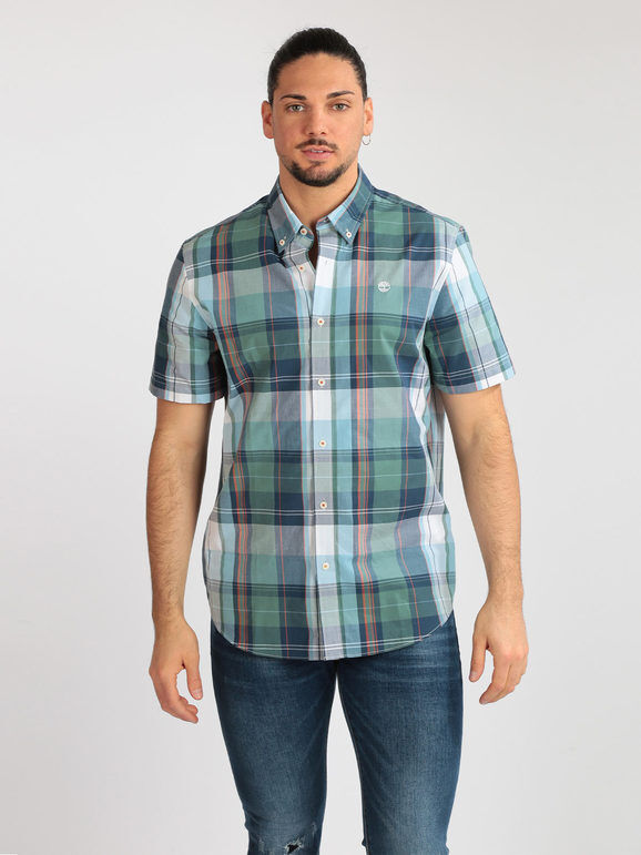 Timberland Camicia uomo a quadri maniche corte Camicie Classiche uomo Blu taglia XL