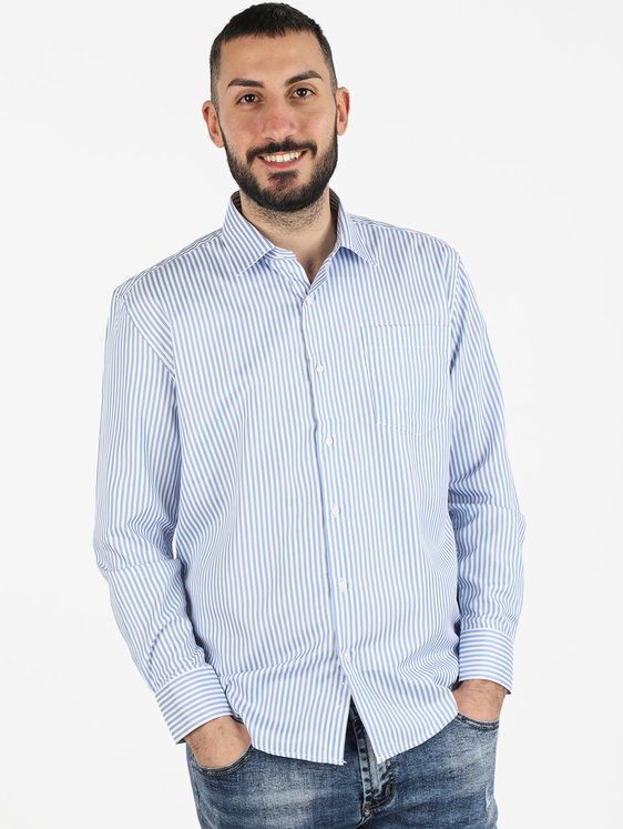 Sky Camicia uomo a righe regular fit Camicie Classiche uomo Blu taglia L