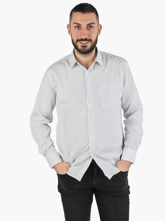 Sky Camicia uomo a righe regular fit Camicie Classiche uomo Bianco taglia L