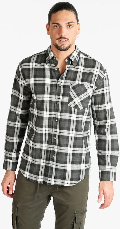 Sky Camicia uomo in cotone a quadri Camicie Classiche uomo Grigio taglia L