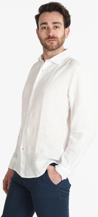 Guy Camicia uomo in lino a manica lunga Camicie uomo Bianco taglia 3XL