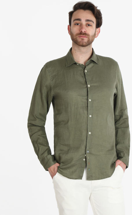 Guy Camicia uomo in lino a manica lunga Camicie uomo Verde taglia L