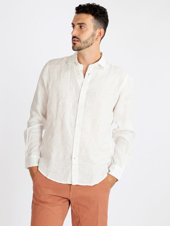Guy Camicia uomo manica lunga in lino Camicie Classiche uomo Bianco taglia XL