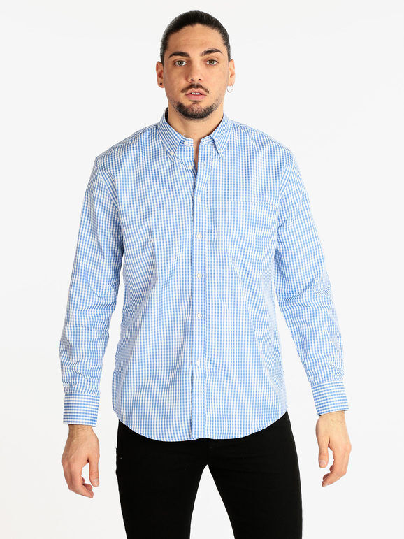 Sky Camicia uomo regular fit a quadretti Camicie uomo Blu taglia XL