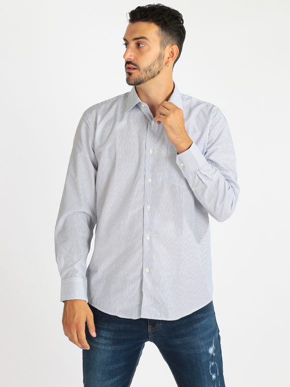 Sky Camicia uomo regular fit a righe Camicie Classiche uomo Blu taglia M