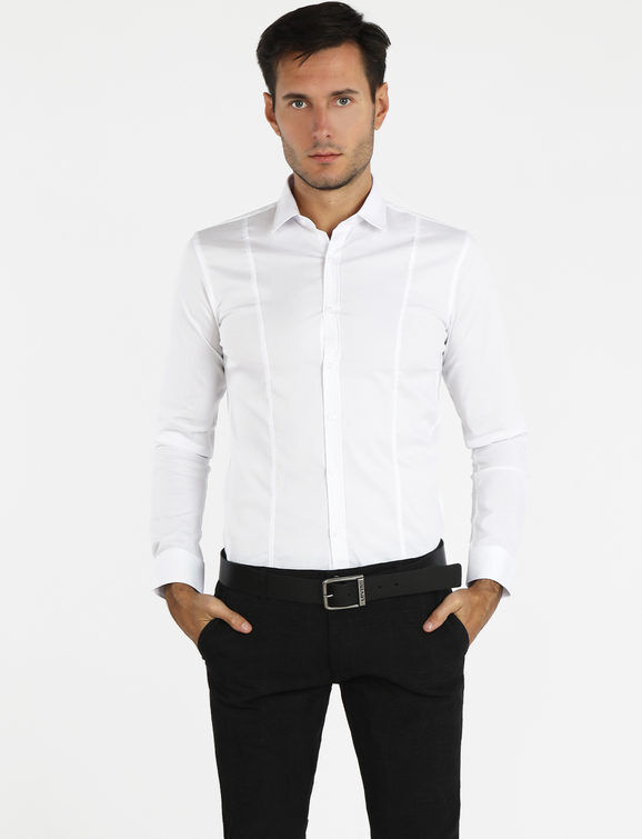 Akusawa Camicia uomo slim fit tinta unita Camicie Classiche uomo Bianco taglia L