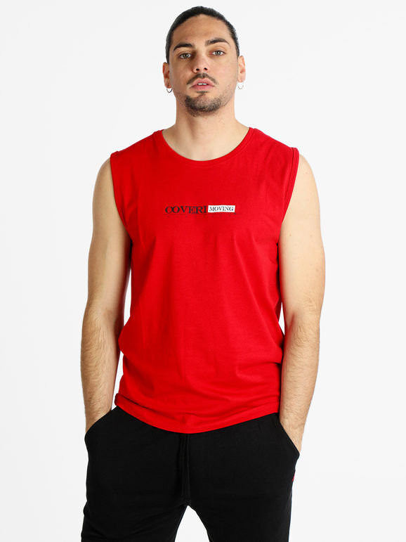 Coveri Canotta da uomo in cotone con scritta T-Shirt Manica Corta uomo Rosso taglia XXL