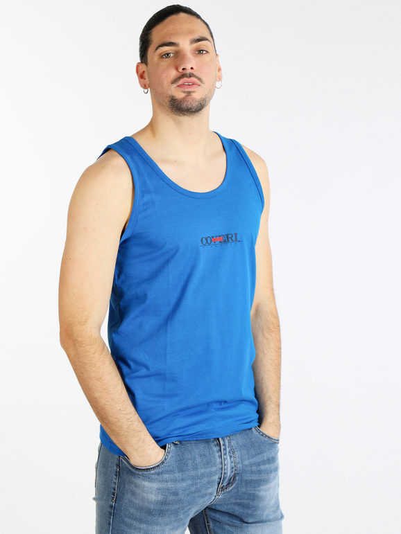Coveri Canotta da uomo in cotone con scritta T-Shirt Manica Corta uomo Blu taglia M
