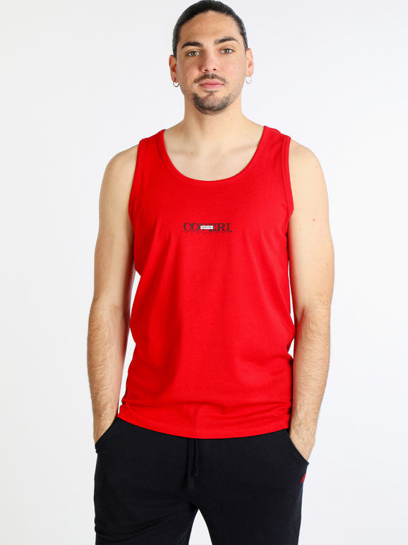 Coveri Canotta da uomo in cotone con scritta T-Shirt Manica Corta uomo Rosso taglia L
