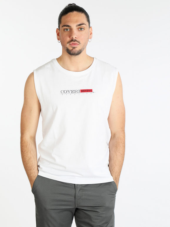 Coveri Canotta da uomo in cotone con scritta T-Shirt Manica Corta uomo Bianco taglia XL