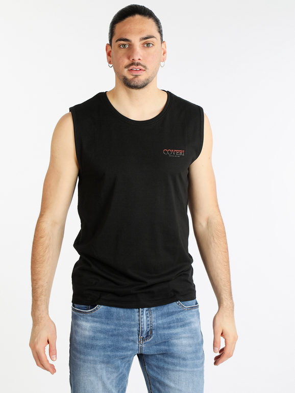 Coveri Canotta da uomo in cotone T-Shirt Manica Corta uomo Nero taglia L