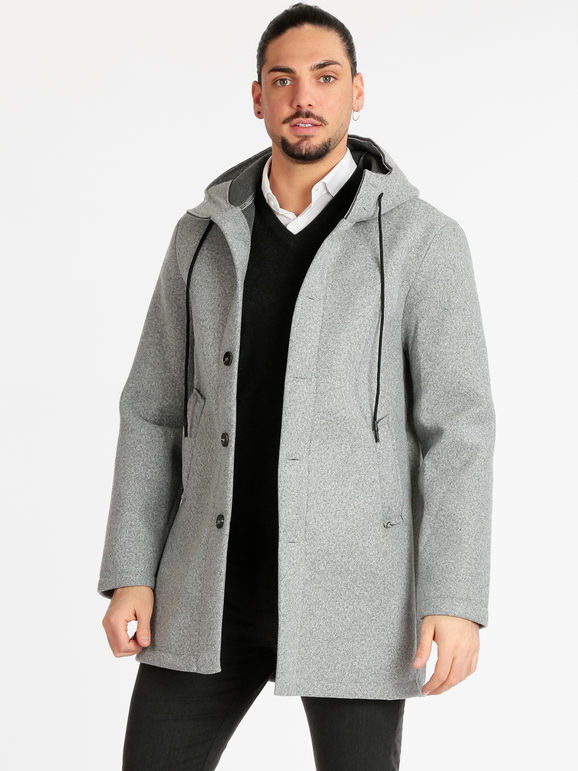 Ange Wear Cappotto da uomo con cappuccio Giacconi e Giubbotti uomo Grigio taglia XL