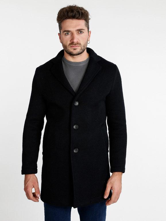 Blacklist-X Cappotto uomo in misto lana Cappotto Classico uomo Blu taglia S