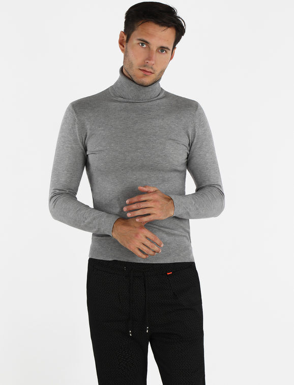 Ange Wear Dolcevita da uomo in maglia Pullover uomo Grigio taglia XXL