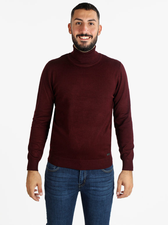 Baci & Abbracci Dolcevita in maglia da uomo Pullover uomo Rosso taglia XL
