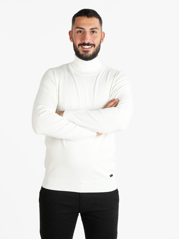 Baci & Abbracci Dolcevita in maglia da uomo Pullover uomo Bianco taglia M